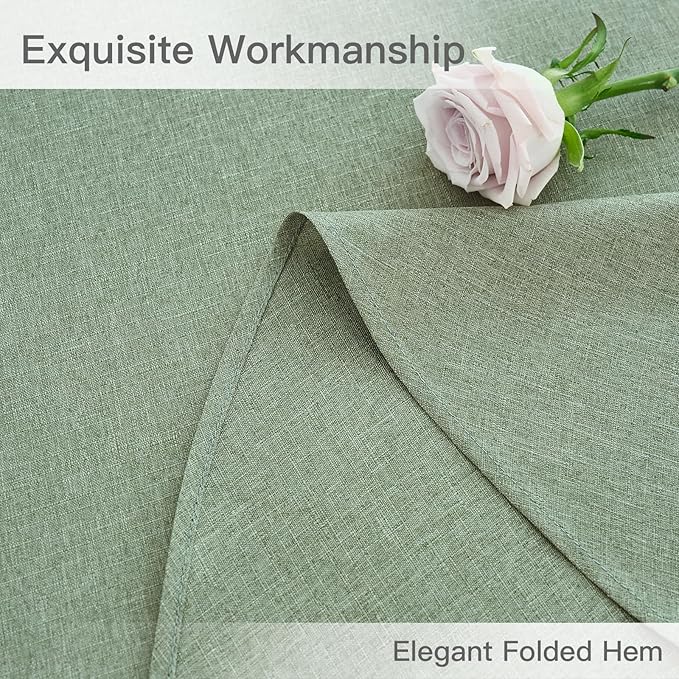 maxmill Linen Textured Tablecloth Spill-Proof Stainproof Wrinkle Free Washable Fabric Table Cloth for Circular Table Cover, Dining Room Buffet Banquet Party Holiday Dinner, Round 70 Inch Sage Green