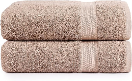 LANE LINEN 100% Natural Cotton Bath Sheets 2 Pack (35"x66") - Ring Spun Tech Extra Large Towel Sets - Quick Dry, Soft & Absorbent Oversized Shower Towels - Holds Well After Multiple Washes - Taupe