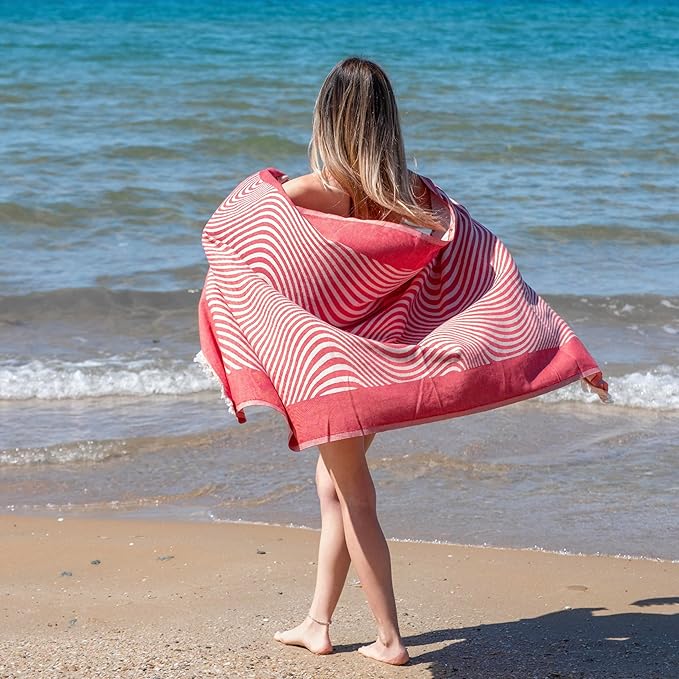 Turkish Beach Towel - 100% Organic Cotton - Soft, Quick-Dry, Sand Proof, Prewashed - Lightweight & Oversized for Beach, Pool, Yoga, Bath, Travel, Gym, Throw - Amethyst (Purple)