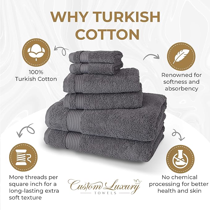 Monogrammed Hand Towels for Bathroom | Luxury Turkish Cotton | Embroidered in USA | Set of 2 | Choose Set Color and Monogram Color | A - Z | Modern Font