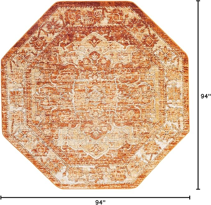 Unique Loom Isabella Collection Area Rug - Adjani (7' 10" Octagon, Rust Red/ Black)