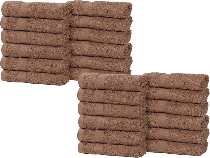 Superior 24-Piece Cotton Face Towel/Washcloth Set, Small Towels for Facial, Spa, Resort, Quick Wash, Gym, Resort, Bathroom Essentials, Master/Guest Bath Decor, Soft, Franklin Collection, Latte
