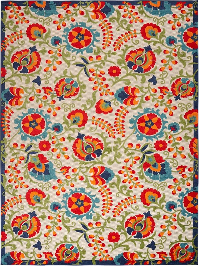 Nourison Home Aloha Multicolor 12' x 15' Area Rug - Easy Clean, Non Shedding, Bed Room, Living Room, Dining Room, Kitchen (12' x 15')