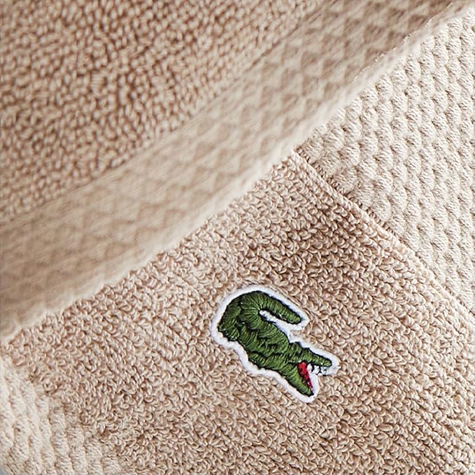 Lacoste Heritage 100% Supima Cotton Bath Sheet, Sand, 35" x 70" – Highly Absorbent & Quick Drying, Premium Super Soft Bath Towel, Bathroom Essential, Gift for All Occasions, Machine Washable