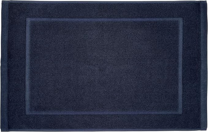 Lincoln & Palm 1-Piece Turkish Cotton Bath Mat - Soft, Plush, and Absorbent - 1000 GSM Thick Luxury Spa and Hotel Style - No Rubber Backing - Silver-Infused SILVERbac (1 Piece Bath Mat, Navy)