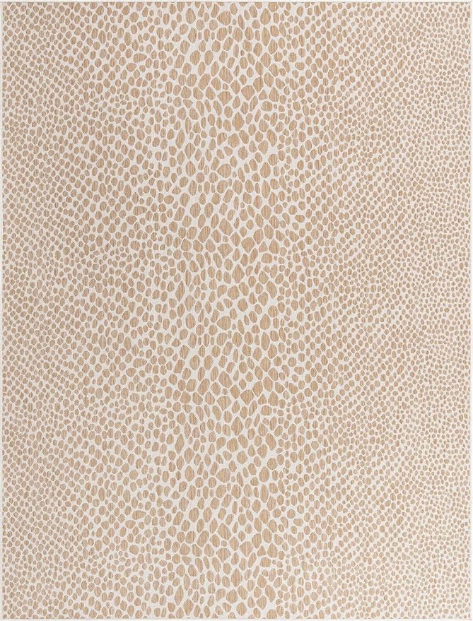 Unique Loom Outdoor Collection Area Rug - Cape Town (9' x 12' Rectangle, Dark Beige/ Ivory)