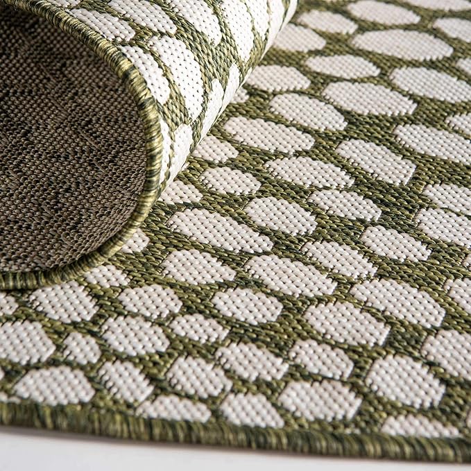 Unique Loom Outdoor Collection Area Rug - Cape Town (7' 10' x 10' Oval, Green/ Ivory)
