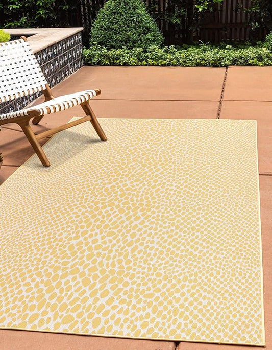 Unique Loom Jill Zarin Outdoor Collection Area Rug - Cape Town (13' Square, Yellow Ivory/ Ivory)