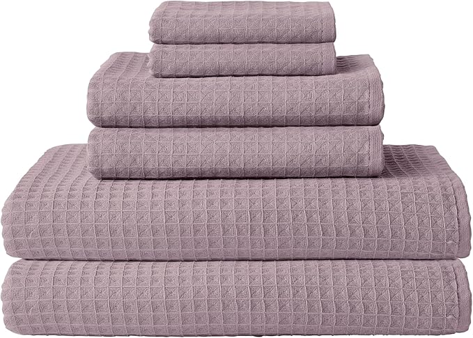 UCHINO Waffle Twist Cotton Weave Bath Towel for Bathroom Lightweight Absorbent Quick Dry Honeycomb Texture Solid Terry Loop Reverse 30" x 60", 1 Bath Towel, Orchid Purple
