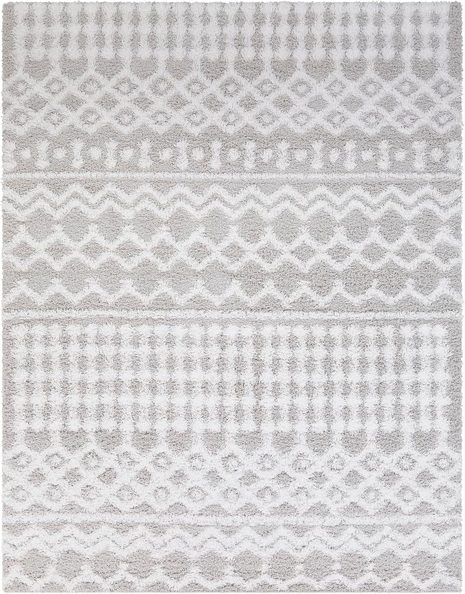 Livabliss Hapsburg Moroccan Shag Area Rug, 5'3" x 7'3", Light Gray