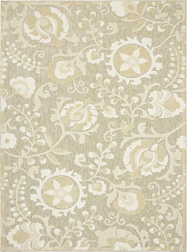Nourison Home Aloha Ivory Sage 7'10" x 10'6" Area Rug - Easy Clean, Non Shedding, Bed Room, Living Room, Dining Room, Kitchen (8' x 11')