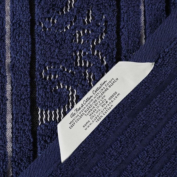 Superior Cotton Bath Sheet Set, Zero Twist, Oversized Large Absorbent Body Towels, Luxury Soft Drying, Shower, Spa, Hotel, Pool, Guest Bathroom, Home Essentials, Assorted Floral Set of 2, Navy Blue