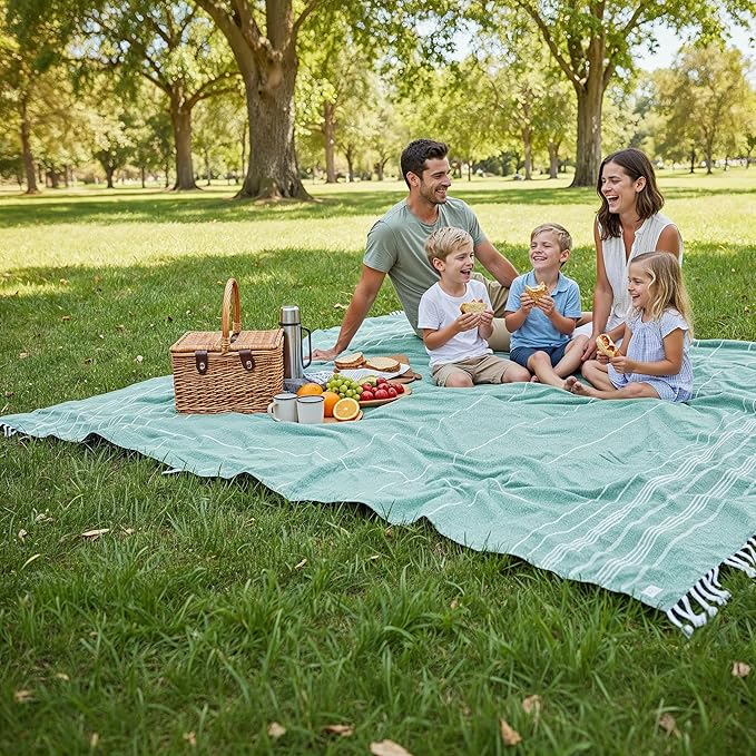 LANE LINEN Beach Towels Oversized - Beach Supplies, Turkish Beach Blanket with Lightweight Sand-Free Feel – 82"x82", Perfect for Poolside Lounging & Park Picnics – Hunter Green