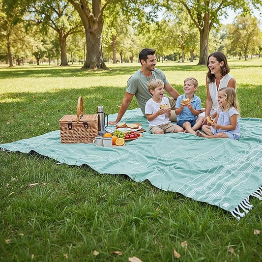 LANE LINEN Beach Towels Oversized - Beach Supplies, Turkish Beach Blanket with Lightweight Sand-Free Feel – 82"x82", Perfect for Poolside Lounging & Park Picnics – Hunter Green