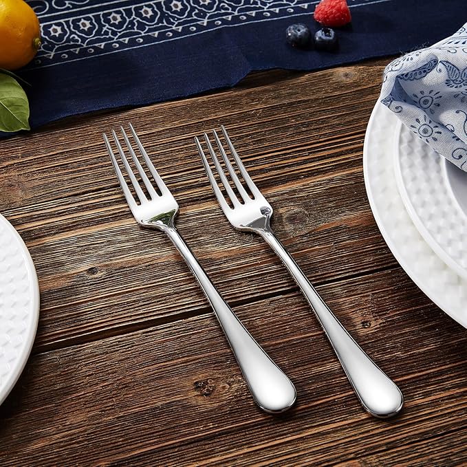 KEAWELL Premium Fine Verona 4-Piece 7.4 inch Fork Set – 18/10 Stainless Steel, Heavy-Duty Mirror-Finished Silverware for Elegant Everyday Dining and Entertaining (4, Salad Forks)