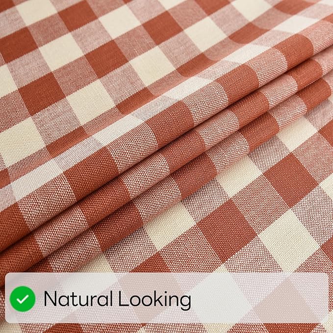 Gingham Table Cloth for Square Tables Orange Checkered Plaid Tablecloth Heavy Duty Cotton Blend Washable & Wrinkle Table Cover for Outdoor Kitchen Dining Picnic Camping (52x52 Inch)