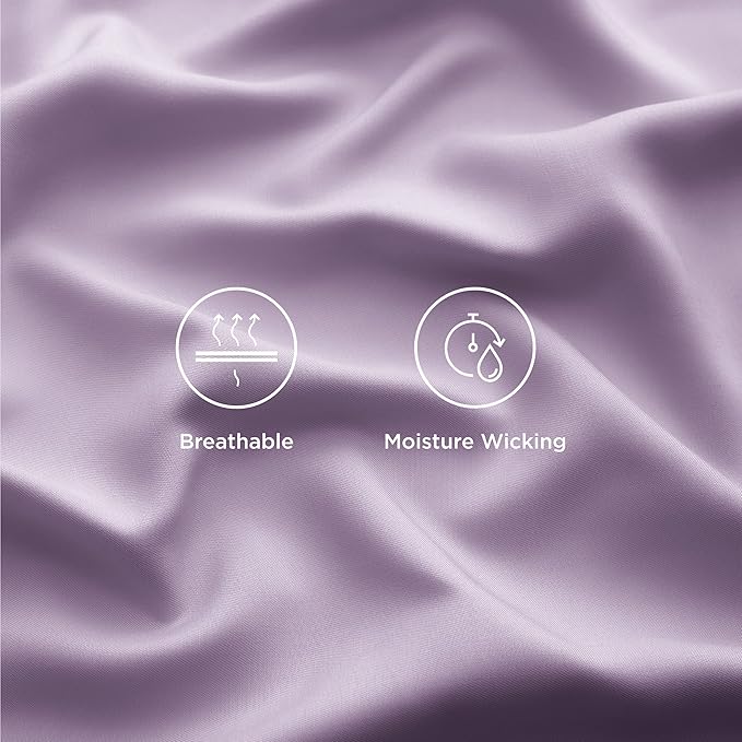 Bedsure Cooling Sheets Twin, Rayon Derived from Bamboo, Breathable & Soft Twin Sheets Set, Deep Pocket Up to 16 Inches, Hotel Luxury Silky Bedding for Hot Sleepers, Lilac