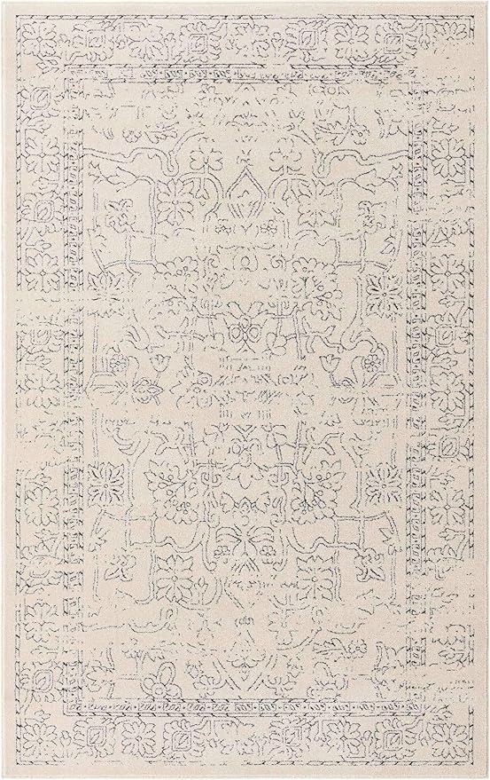 Unique Loom Isabella Collection Area Rug - Adjani (5' 1" x 8' Rectangle, White/ Blue)