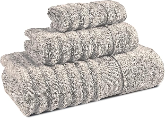 Lane Linen Luxury Bath Towels Set - Luxurious Hotel-Style Shower Towels and Washcloths Sets, 100% Cotton Bath Towel Sets for Bathroom - Includes 2 Bath, 2 Hand & 2 Wash Cloths (Set of 6) - Platinum
