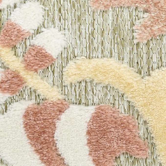 Nourison Home Aloha Sage Rose 7'10" x 10'6" Area Rug - Easy Clean, Non Shedding, Bed Room, Living Room, Dining Room, Kitchen (8' x 11')