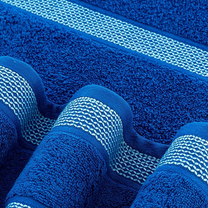 CASA COPENHAGEN Solitaire 6 Pieces Towel Set- Electric Blue, 600 GSM 2 Bath Towel 2 Hand Towel 2 Washcloth, Designed in Denmark Made of Soft Egyptian Cotton for Bathroom, Kitchen & Shower