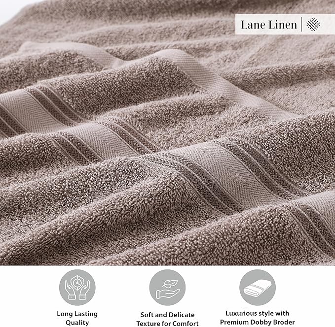 LANE LINEN Large Bath Towels - 100% Cotton Bath Sheets Extra Large, Oversized Bath Towels for Adults, Zero Twist, Quick Dry Bath Sheet Set, Body Towels, 4 Piece Bath Towel Sets for Bathroom- Platinum