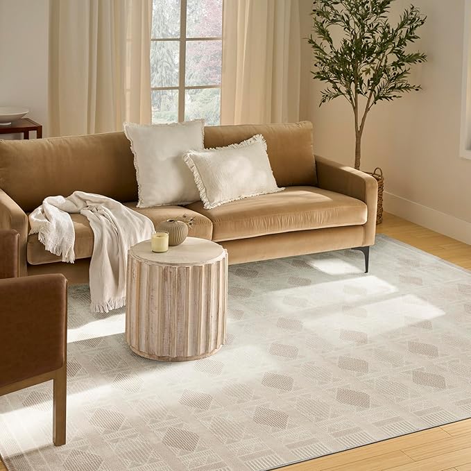 Nourison Nordic Ivory Beige 8' x 10' Scandinavian Area Rug - Easy Cleaning, Non Shedding, Bed Room, Living Room, Dining Room, Kitchen (8' x 10')