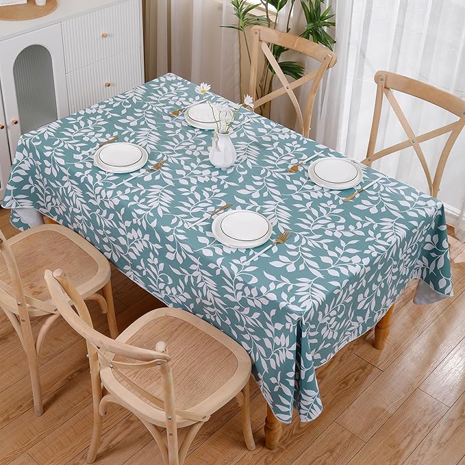 Walrus Heavy Duty Vinyl Tablecloth with Flannel Backing Waterproof Oil-Proof Plastic Table Cloth Stain-Resistant Wipeable Rectangle or Square Table Cover for Indoor and Outdoor (Branch, 52X70 Inch)