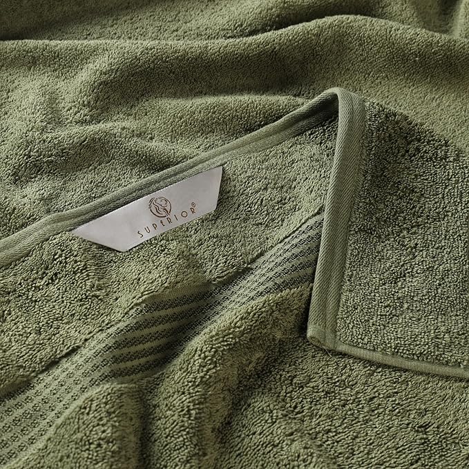 Superior Egyptian Cotton Bath Towel Set, Home Bathroom Towels, Master, Guest Bath, Decor Essentials, Quick Dry, Absorbent, Large Body Towels, Spa, Hotel, Resort, Adult, Kids, Set of 4, Forest Green
