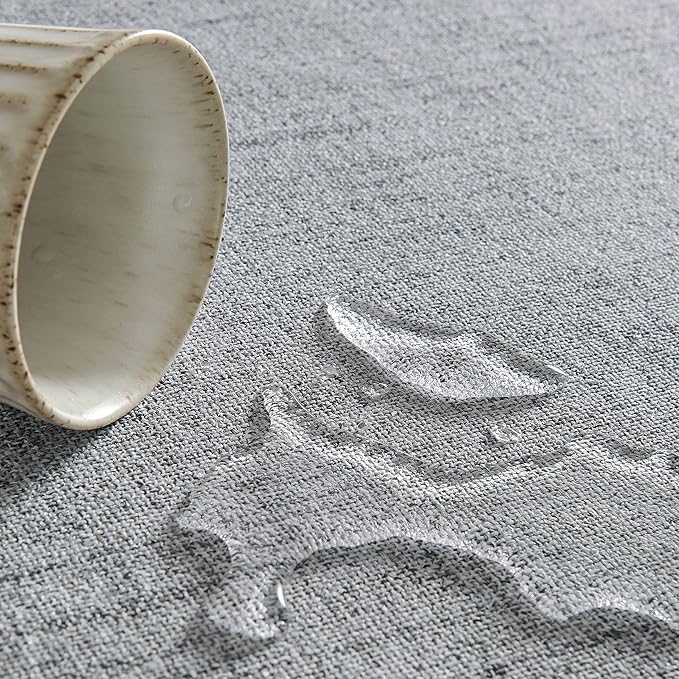 Linen Tablecloth for Rectangle Table 60x104 Inch Grey, Farmhouse Style Grey Tablecloth, Water Resistant Burlap Tablecloths for Dining Table Farmhouse Kitchen