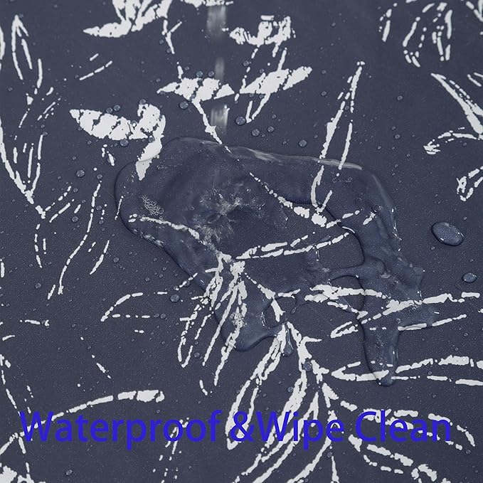 Walrus Heavy Duty Vinyl Tablecloth with Flannel Backing Waterproof Oil-Proof Plastic Table Cloth Stain-Resistant Wipeable Rectangle or Square Table Cover for Indoor and Outdoor (Blue Leaf,60x84 Inch)