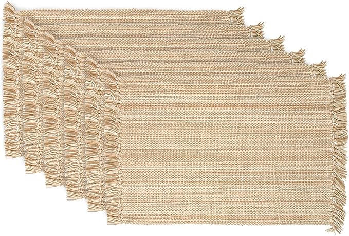 DII Variegated Tabletop Collection, Placemat Set3x19, Taupe, 6 Piece