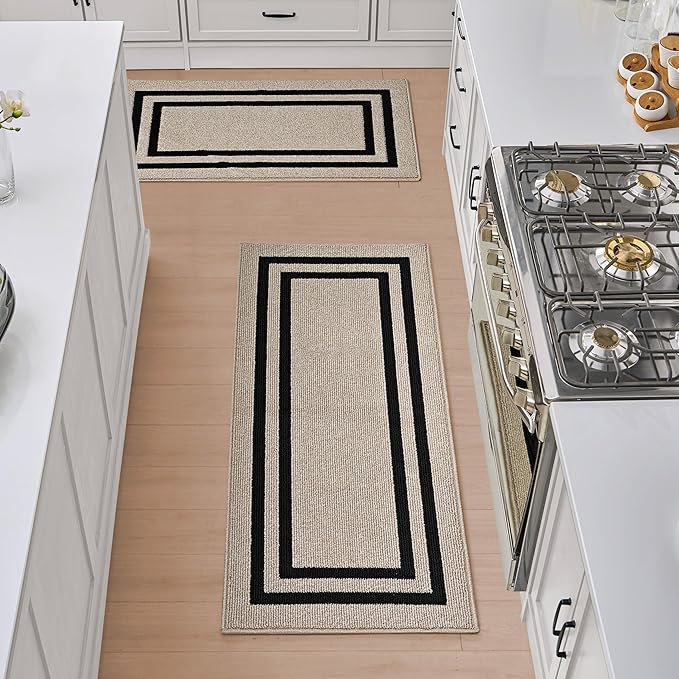 Nautica – Runner Rug 2 Piece Set | Indoor Runners for Hallways and Entry Rugs| Non-Skid Entry and Kitchen Door Mat| Machine Washable Carpet Rugs | 26" x 45" & 26" x 60"| Double Border Natural Twist