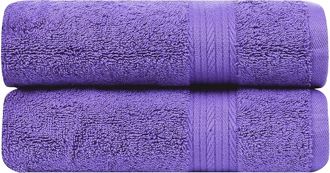 Ample Decor Hand Towel 18 X 28 Inch 600 GSM 100% Cotton, Premium Soft Absorbent - 2 Pcs Purple