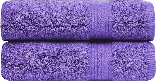Ample Decor Hand Towel 18 X 28 Inch 600 GSM 100% Cotton, Premium Soft Absorbent - 2 Pcs Purple