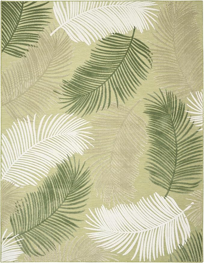 Nourison Home Suncoast Green 9' x 12' Area Rug - Easy Clean, Non Shedding, Bed Room, Living Room, Dining Room, Kitchen (9' x 12')