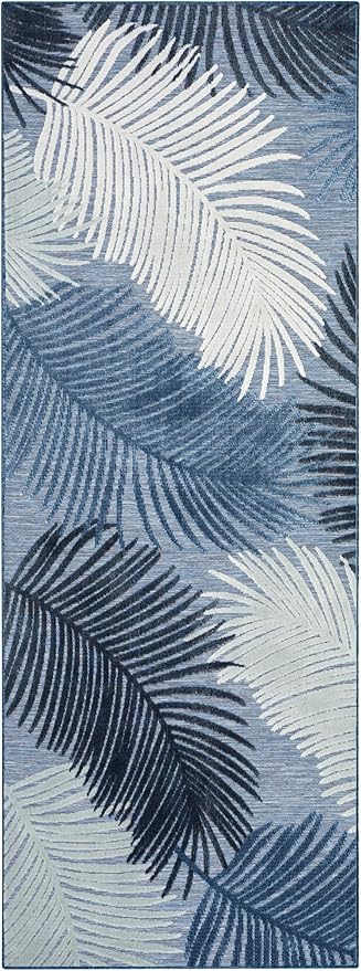 Nourison Home Suncoast Denim 2' x 6' Area Rug - Easy Clean, Non Shedding, Bed Room, Living Room, Dining Room, Kitchen (6' Runner)