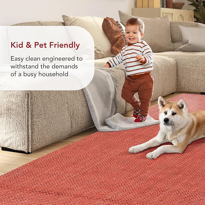 Nuloom Daniela Brick, 6' x 9', Handmade, Jute, Tassel, Soft and Textured, High Traffic, Stain Resistant, Easy Clean, Durable Area Rug for Bedroom, Living Room, Dining Space, Foyer, Entryway