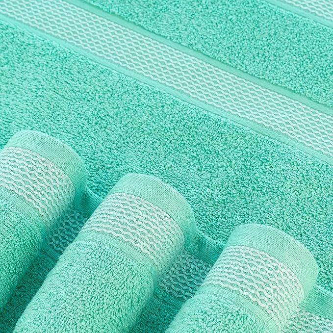 CASA COPENHAGEN Solitaire Mix 6 Pieces Towel Set- Grey Violet + Aqua Blue, 600 GSM 2Bath Towel 2Hand Towel 2Washcloth, Designed in Denmark Made of Soft Egyptian Cotton for Bathroom, Kitchen & Shower