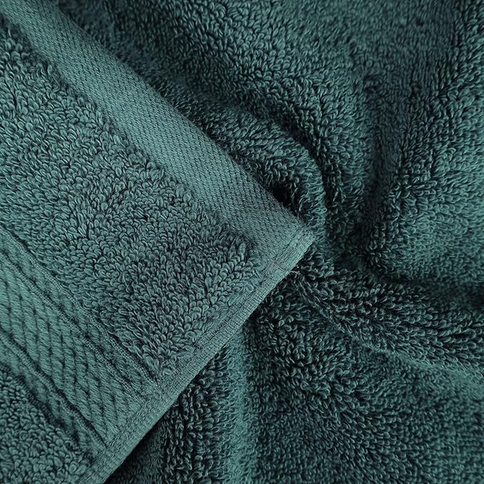 Superior Egyptian Cotton Pile Bath Towel Set of 4, Ultra Soft Luxury Towels, Thick Plush Essentials, Absorbent Heavyweight, Guest Bath, Hotel, Spa, Home Bathroom, Shower Basics, Teal