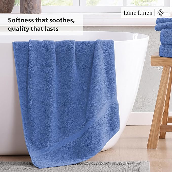 LANE LINEN Luxury Bath Towels Set - 6 Piece Set, 100% Cotton Bathroom Towel, Zero Twist, Quick Dry Shower Towels, Soft Absorbent Bath Towel, 2 Bath Towels, 2 Hand Towels, 2 Wash Cloths - Allure