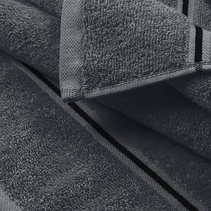 MyOwn Cotton 2 Pack Oversized Bath Towel Set 28x55 inches, Large Bath Towels, Ultra Absorbant Compact Quickdry & Lightweight Towel, Ideal for Gym Travel Camp Pool - Charcoal Grey