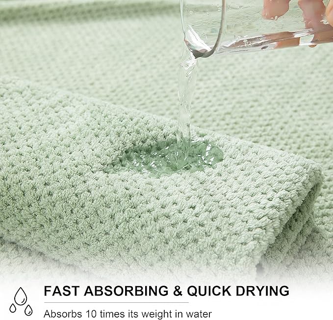 2 Piece Hand Towels Set,100% Microfiber - Quick Dry, Thick, Soft, Plush and Highly Absorbent Luxury Hotel & Spa Bath Towel for Bathroom, Pack of 2 (Green)