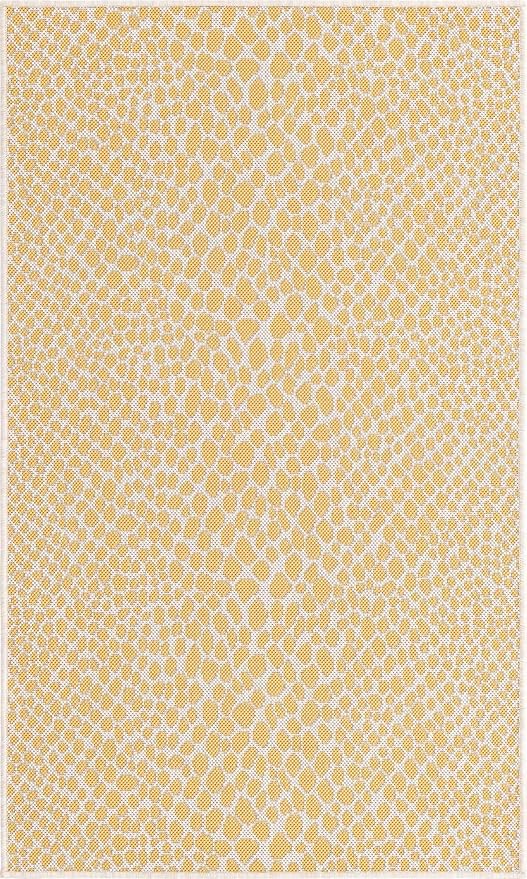 Unique Loom Jill Zarin Outdoor Collection Area Rug - Cape Town (3' 3'' x 5' 3'' Rectangle, Yellow Ivory/ Ivory)