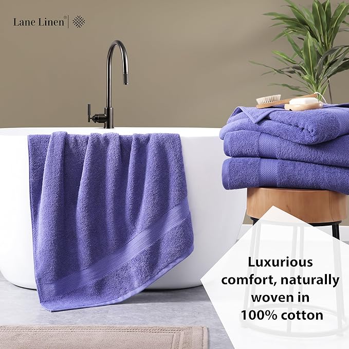 LANE LINEN Bath Towels Set of 4 (28"x54") - 100% Ring Spun Cotton Bathroom Towel Set - Durable, Quick Dry, Soft & Highly Absorbent Large Bath Towels - Holds Well After Multiple Washes - Blue Irish