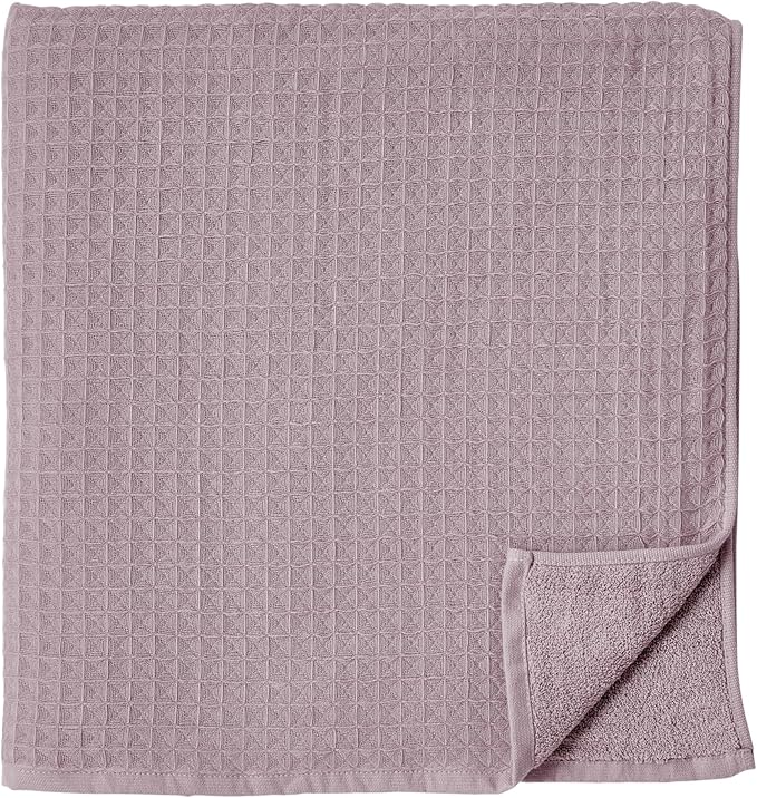 UCHINO Waffle Twist Cotton Weave Towel Set for Bathroom – 2 Bath, 2 Hand, 2 Washcloths, Lightweight Absorbent Quick Dry Honeycomb Texture Solid Terry Loop Reverse, 6 Piece, Orchid