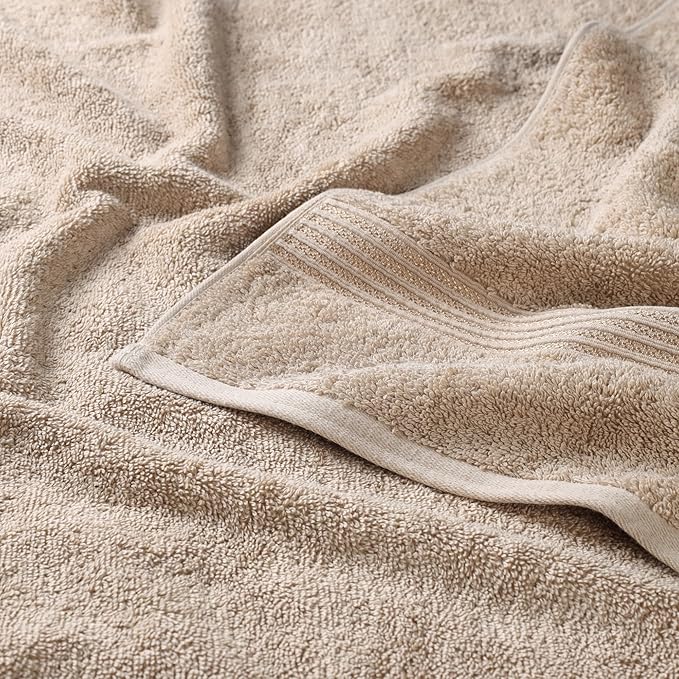 Superior Egyptian Cotton Bath Towel Set, Home Bathroom Towels, Master, Guest Bath, Decor Essentials, Quick Dry, Absorbent, Large Body Towels, Spa, Hotel, Resort, Adult, Kids, Set of 2, Taupe