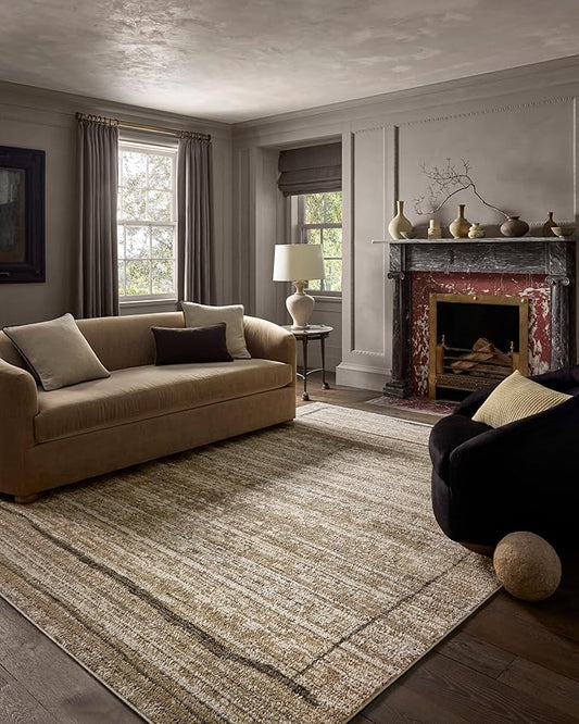 Loloi Jeremiah Brent Bleecker Collection BLE-05 Natural/Charcoal 9'-2" x 13' Area Rug