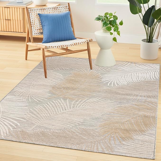 Nourison Home Suncoast Grey 4' x 6' Area Rug - Easy Clean, Non Shedding, Bed Room, Living Room, Dining Room, Kitchen (4' x 6')