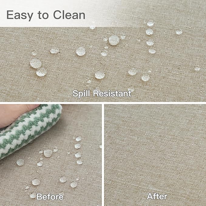 maxmill Linen Textured Rectangular Tablecloth Water Resistant Wrinkle Free Spill-Proof Stain Proof Table Cloth for Dining Room Decoration, Banquet Party Wedding Holiday Dinner, 60 x 84 Inch Linen